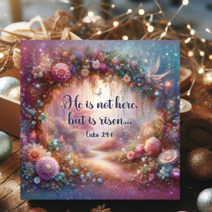 Cartes Pour Fêtes Annuelles Christ ressuscité Bois Rose Floral Pâques