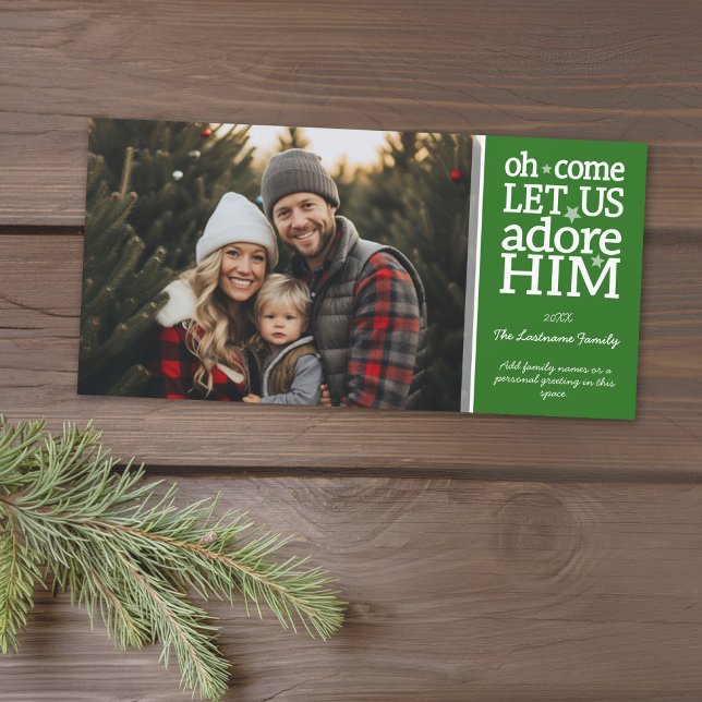 Cartes Pour Fêtes Annuelles Christian - Adore-Le - Photo Chrismtas (Add 1 photo to this classic photo card that can be printed or sent out to friends and family.)