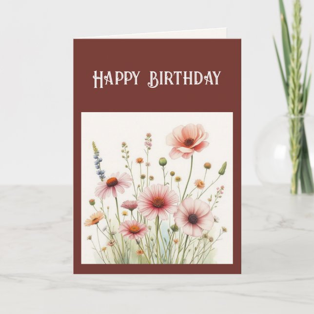 Cartes Pour Fêtes Annuelles Christian Anniversaire Fleur sauvage Jardin Floral (Devant)