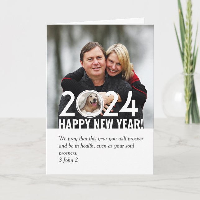 Cartes Pour Fêtes Annuelles Christian Bonne année 2024 Photo (Devant)