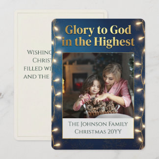 Cartes Pour Fêtes Annuelles Christian Christmas Glory to God One Photo Gold