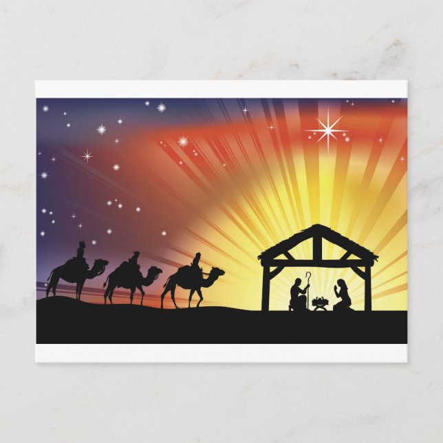 Cartes Pour Fêtes Annuelles Christian Christmas Nativité Scene (Devant)