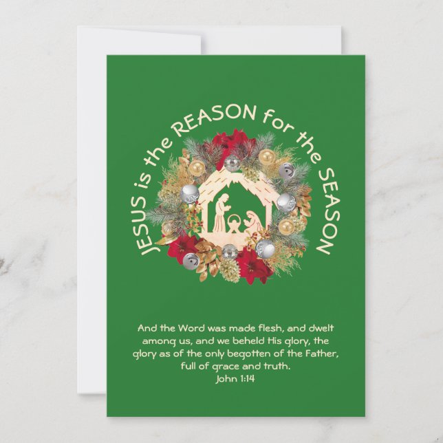 Cartes Pour Fêtes Annuelles Christian JÉSUS EST LA RAISON DE Noël (Devant)