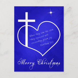Cartes Pour Fêtes Annuelles Christian Joyeux Noël bleu personnalisable