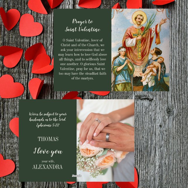 Cartes Pour Fêtes Annuelles Christian Mari Valentine's Day Love Card (Religious Christian Catholic Husband Wife Valentine's Day Love Card for him with St Valentine Prayer)