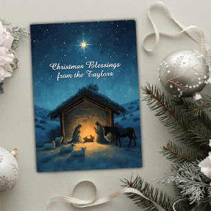 Cartes Pour Fêtes Annuelles Christian Nativité Scène Star Noël religieux