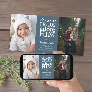 Cartes Pour Fêtes Annuelles Christian Photo Christmas - points bleu pastel