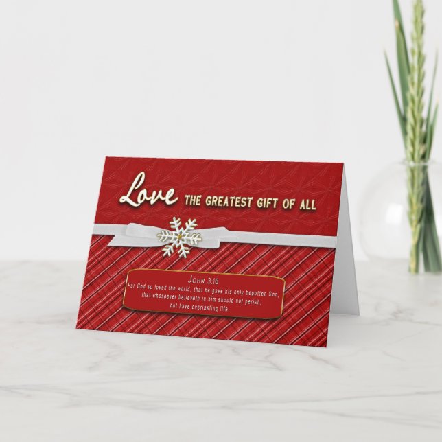 CARTES POUR FÊTES ANNUELLES CHRISTIAN RED PLAID NOËL ACCUEILLE AVEC VERS (Devant)