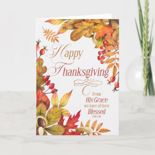 Cartes Pour Fêtes Annuelles Christian Thanksgiving Sainte Écriture des bénédic