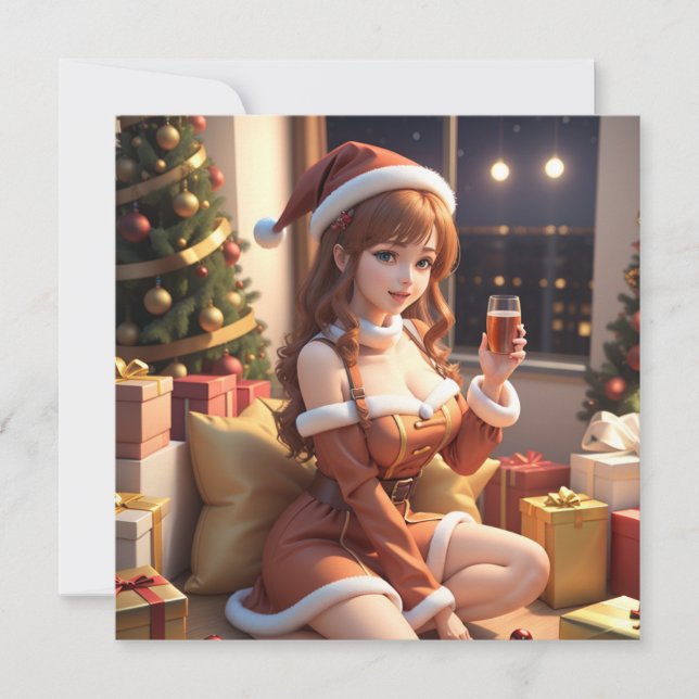 Cartes Pour Fêtes Annuelles Christmas 3d fille anime Holiday Card (Devant)