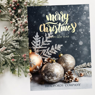 Cartes Pour Fêtes Annuelles Christmas Balls Snow Grey Compagnie de Noël