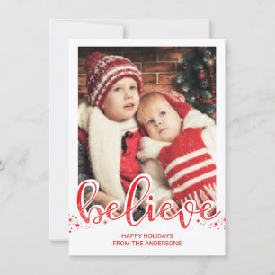 Cartes Pour Fêtes Annuelles Christmas Believe Whimsical Hand Script photo