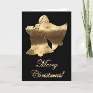 Cartes Pour Fêtes Annuelles Christmas Bells Black Gold Élégant Joyeux Noël
