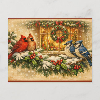 Cartes Pour Fêtes Annuelles Christmas Birds on the Winter Berry Branches