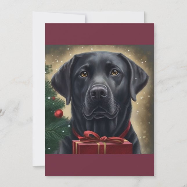 Cartes Pour Fêtes Annuelles Christmas Black Labrador, cadeau Amoureux des chie (Devant)