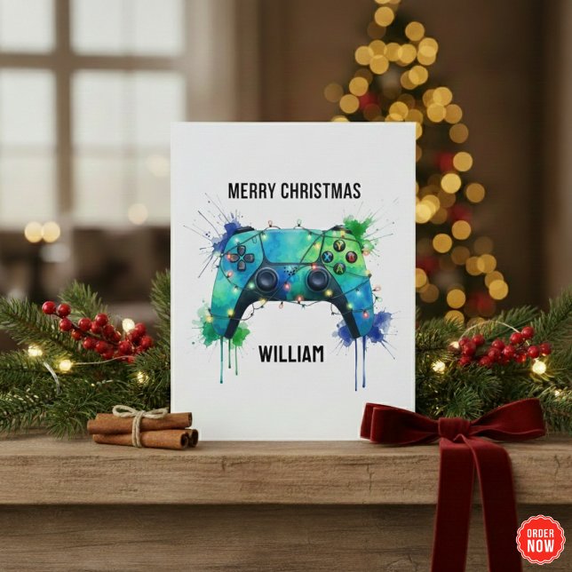 Cartes Pour Fêtes Annuelles Christmas Card for Gamers Customised Gaming (Créateur téléchargé)