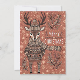 Cartes Pour Fêtes Annuelles Christmas Card of Reindeer In Knitted Sweater 
