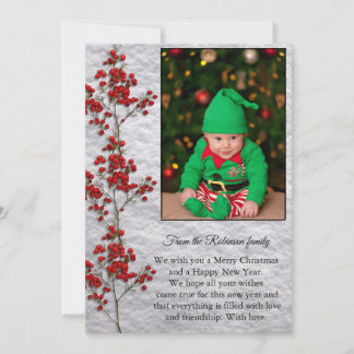 Cartes Pour Fêtes Annuelles Christmas Card With a Smiling and Happy Baby.