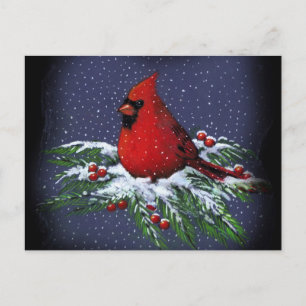 CARTES POUR FÊTES ANNUELLES CHRISTMAS CARDINAL: BIRD: ART: SNOW