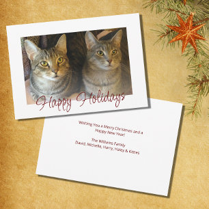 Cartes Pour Fêtes Annuelles Christmas Cats mignonne Festive Rouge Script