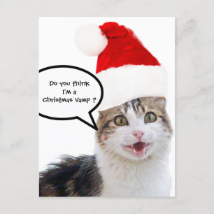 CARTES POUR FÊTES ANNUELLES CHRISTMAS CHAT AVEC CASQUETTE SANTA CLAUS