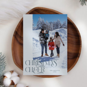 Cartes Pour Fêtes Annuelles Christmas Cheer Elegant Ardoise Bleu Photo de Noël