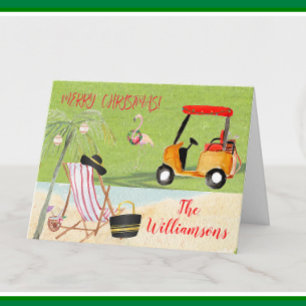Cartes Pour Fêtes Annuelles Christmas Cheer Golf Beach Palm Tree