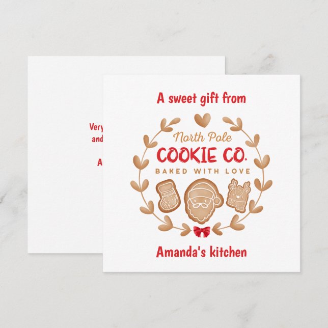 Cartes Pour Fêtes Annuelles Christmas Cookie Exchange Gingerbread Rouge (Devant / Derrière)
