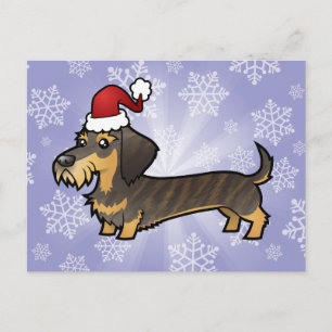 Cartes Pour Fêtes Annuelles Christmas Dachshund (cheveux filaires)