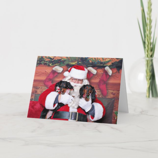 Cartes Pour Fêtes Annuelles Christmas - Dachshund - Mickey & Madilyn (Devant)