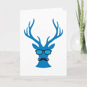 Cartes Pour Fêtes Annuelles Christmas deer with mustache and nerd glasses