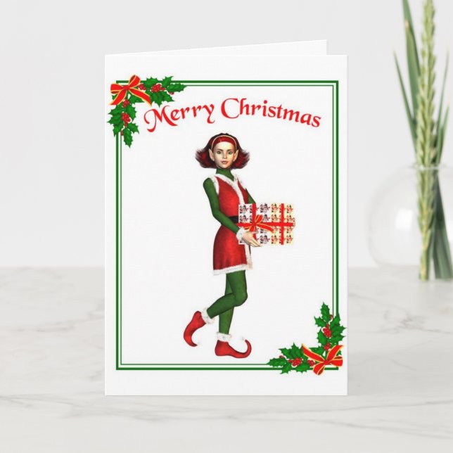 Cartes Pour Fêtes Annuelles Christmas Elf (Devant)