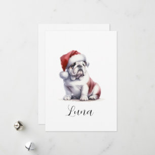Cartes Pour Fêtes Annuelles Christmas English Bull Chien Santa Hat