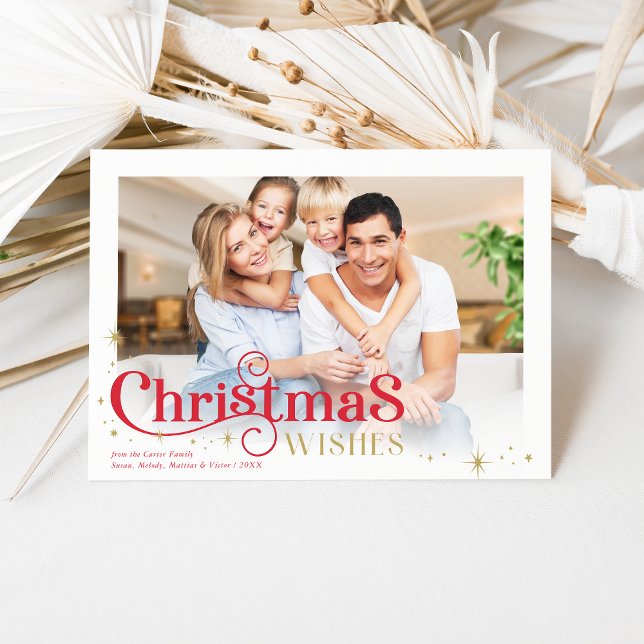 Cartes Pour Fêtes Annuelles CHRISTMAS FAMILLE PHOTO stylisée typographie moder (Créateur téléchargé)