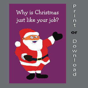 Cartes Pour Fêtes Annuelles Christmas Fat Man Père Noël Office Humor Funny Pla