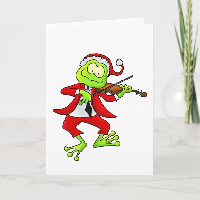 Cartes Pour Fêtes Annuelles Christmas Fiddle Frog (Devant)