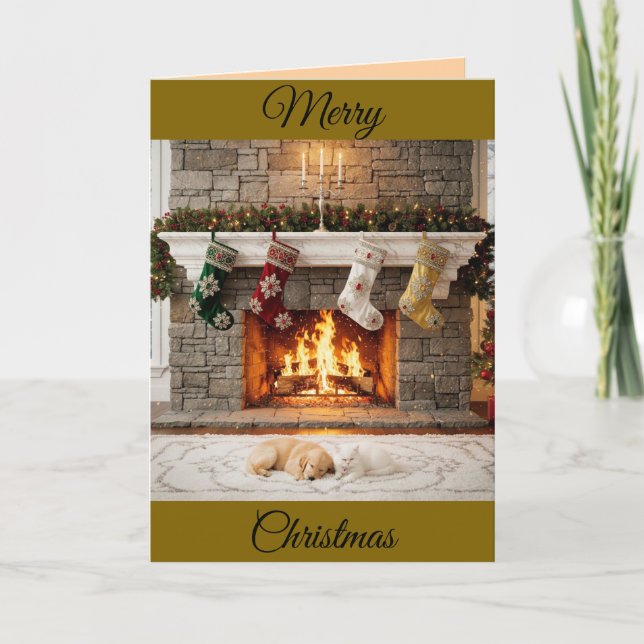 Cartes Pour Fêtes Annuelles Christmas Fireplace Card (Devant)