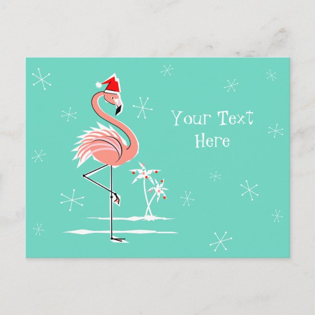 Cartes Pour Fêtes Annuelles Christmas Flamingo Texte horizontal (Devant)
