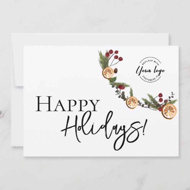 Cartes Pour Fêtes Annuelles Christmas Foliage Wreath Logo d'entreprise merci (Devant)