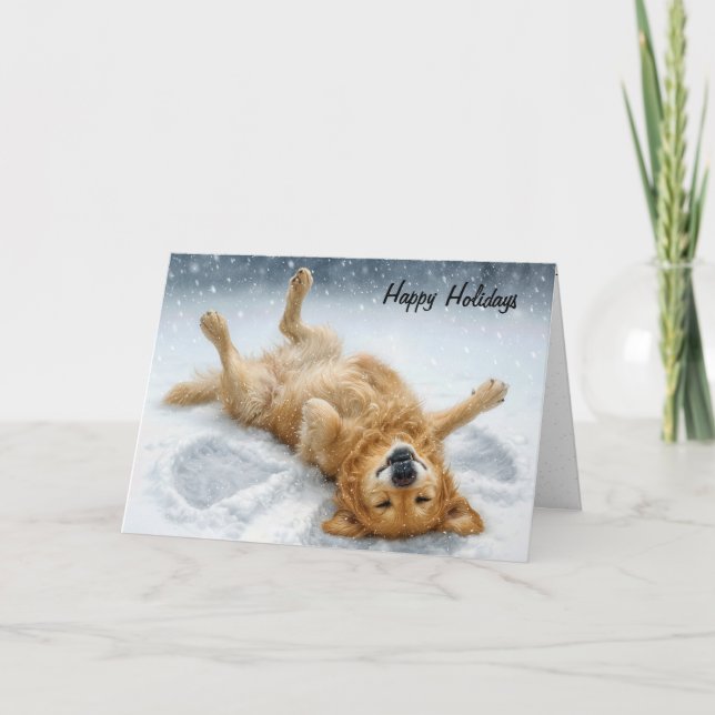 Cartes Pour Fêtes Annuelles Christmas Golden Retriever Snow Angel (Devant)
