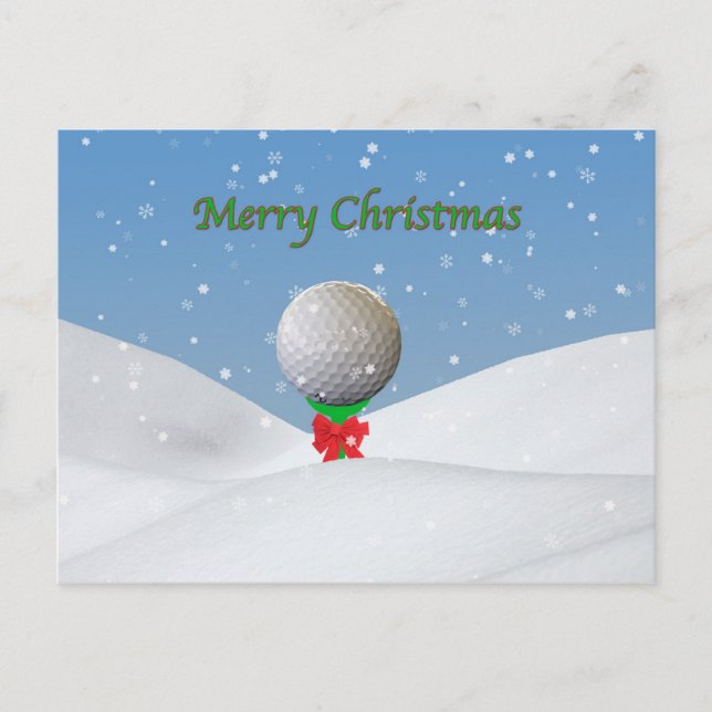 Cartes Pour Fêtes Annuelles Christmas, Golf Ball dans le Snow (Devant)