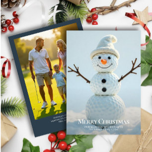 Cartes Pour Fêtes Annuelles Christmas Golf Ball Snowman ・ Photo de famille Mar