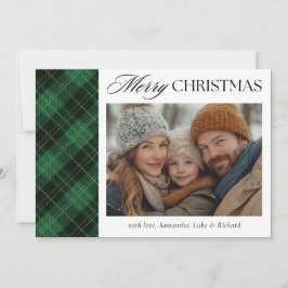 Cartes Pour Fêtes Annuelles Christmas Green Plaid  Photo Holiday Card