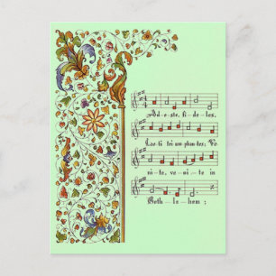 Cartes Pour Fêtes Annuelles Christmas greeting postcard adeste fideles oh come