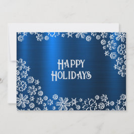 Cartes Pour Fêtes Annuelles Christmas Greeting White Snowflakes Navy Blue