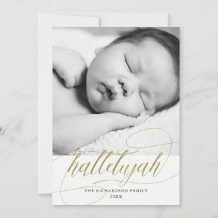 Cartes Pour Fêtes Annuelles Christmas Hallelujah Faux Gold with Photo