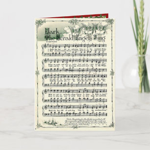 Cartes Pour Fêtes Annuelles Christmas Hark the Herald Angels Sing Gold Bells