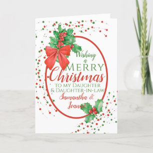 Cartes Pour Fêtes Annuelles Christmas Holly Fille & Fille En Droit