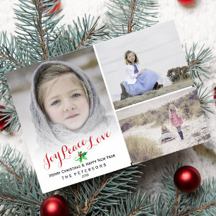 Cartes Pour Fêtes Annuelles Christmas Holly Joy Peace Love Photo Collage