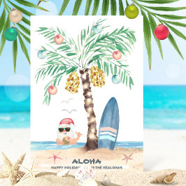 Cartes Pour Fêtes Annuelles Christmas Island Surf Père Noël Aloha Tropical Bea